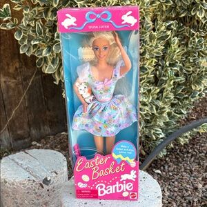 Barbie Easter Basket Doll with Pink and Blue Dress 1992-96